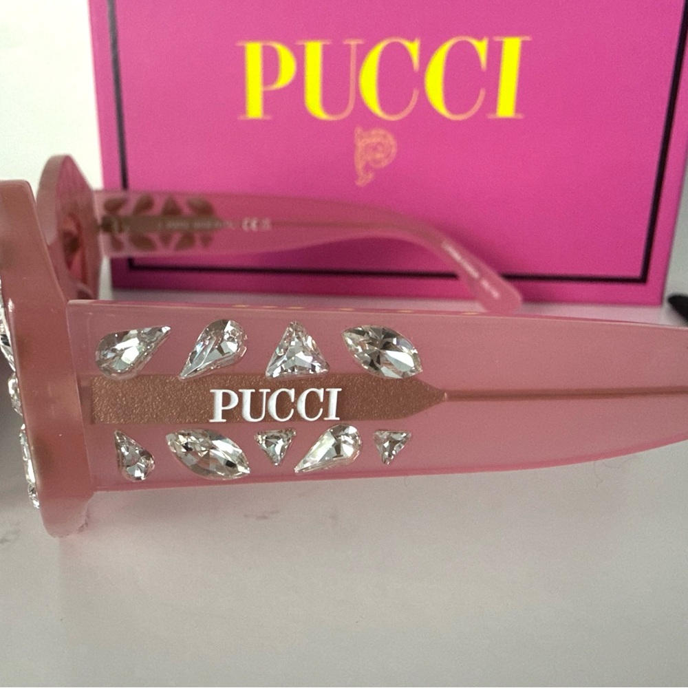 NEW Emilio PUCCI Limited Edition Pink Crystal Embellished Cat Eye Sunglasses - Picture 7 of 16